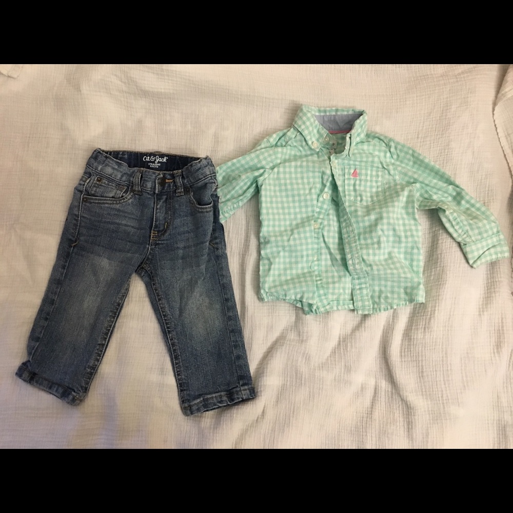 Button down shirt and Jeans 6m 12m